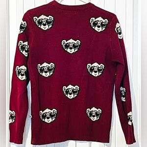 Cottagecore Sweater Women Sz 2 Small Cool Bear Sunglasses Novelty Print Kidcore